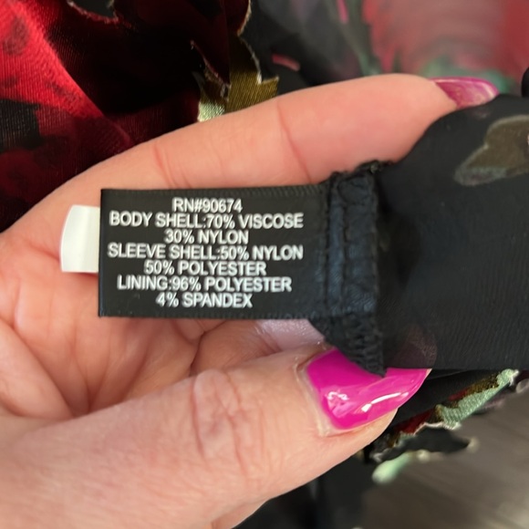 Boston Proper Floral Print Organza Button Up Long Sleeve Shirt - Picture 13 of 13